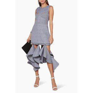 Dion Lee Navy Houndstooth Lingerie Bustier Dress Ruffle Detachable US2 NWT